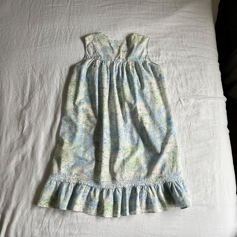 Eileen West 100% Cotton Floral Watercolor Chemise Lace-Trim Ruffle Hem S - Picture 3 of 4